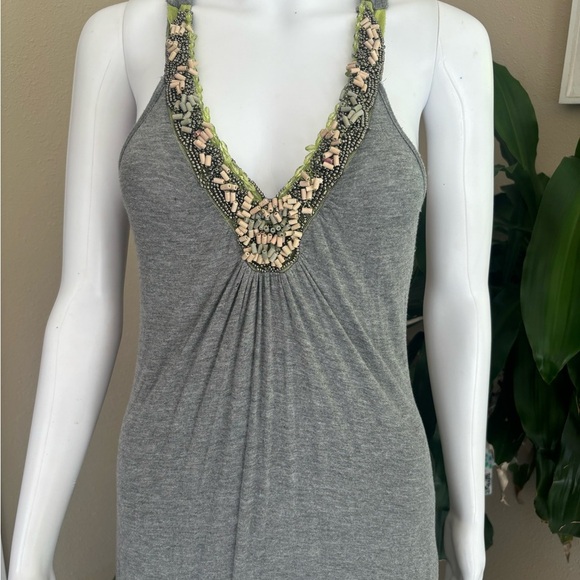 Romeo & Juliet Couture Gray Maxi Dress with Embellished V-Neck - Picture 2 of 9